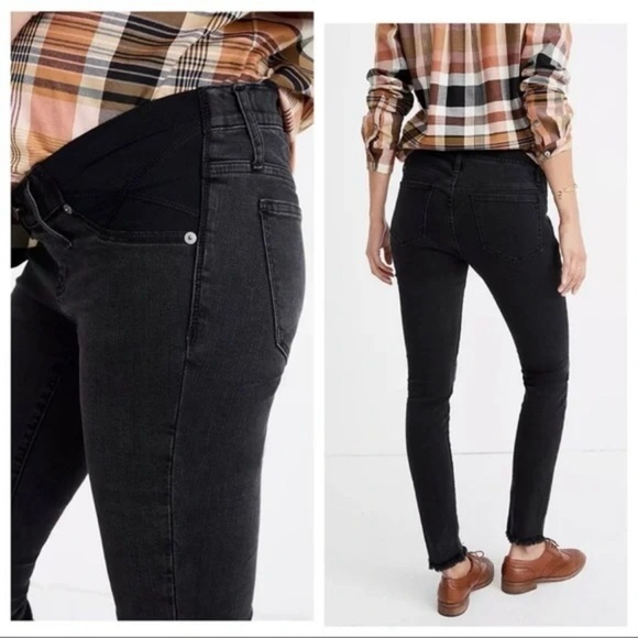 Madewell Denim - Madewell Maternity Skinny Jeans Women’s 29 Black Stonewashed Raw Hem Stretch EUC